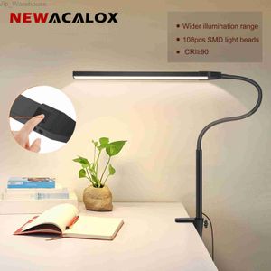 NEWACALOX pince de bureau barre d'écran suspension lumière 360 rotatif pliant bras flexible Support 108 pièces LED SMD Protection des yeux lampe de bureau HKD230824