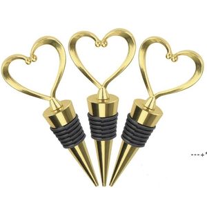 NOVEDADBar Tools Rose Gold Silver Elegant Heart Lover Shaped Vino tinto Champagne Metal Wines Tapón de botella San Valentín para regalos de bodaRRD12828