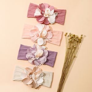 Diadema de nailon con flores para bebé recién nacido, diadema Floral de nailon para niñas, accesorios para el cabello para niños, tocados suaves para niños pequeños