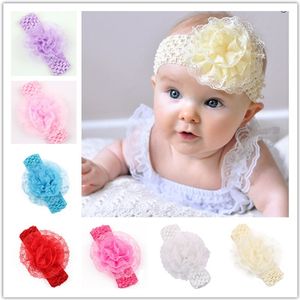 Nouveau-né bébé chapeaux fleur bandeau enfants élastique dentelle cheveux accessoires filles coiffure en gros mélange