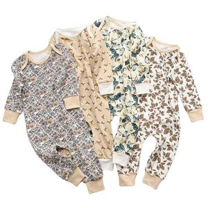 Mamelucos de bebé recién nacido de manga larga de algodón cómodo para niños y niñas con estampado Floral Onesie primavera otoño ropa para niños pequeños mono G1218