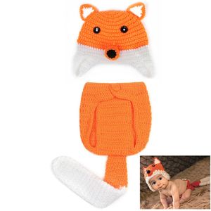 Accesorios de fotografía para recién nacidos, ropa de zorro para bebés, gorras con colas, imágenes infantiles, disfraces, trajes de ganchillo, accesorios para fotos de animales