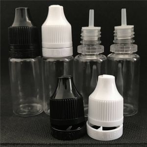 PRESS TURN Caps Botella de embalaje de 10 ml Botella de punta de aguja cuentagotas de plástico transparente PET con prueba de manipulación a prueba de niños para almacenamiento de paquetes de líquidos Ejuice E Vapor