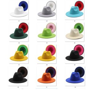 Date 13 Couleurs Hommes Femmes Panama Cap Jazz Chapeau Formel Dame Feutre Fedora Patchwork Large Brim Caps Trilby Chapeau Automne Hiver Designer Chapeaux