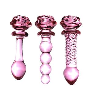 Le plus récent style rouge rose rose dilatador anal gado perles bouchons bouchons en verre sexo anal toys futtplug sex toys for hommes verre anal jouet cx200701766711