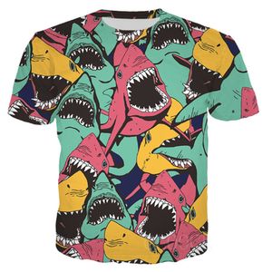 Date 3D Imprimé T-Shirt Requin À Manches Courtes D'été style Casual Tops T-shirts De Mode O-cou T-shirt Mâle DX028