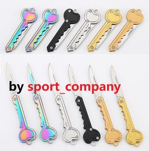 Le plus récent 7 couleurs clé forme Mini couteau pliant poche couteau à fruits extérieur Sabre multifonctionnel porte-clés couteau suisse auto-défense couteaux EDC outil Gear