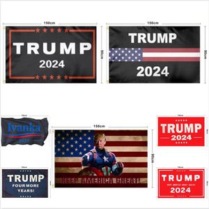 Lo nuevo 90 * 150 cm Trump Flag 2024 America Elección Poliéster Banderas de impresión digital Keep America Great Again Ivanka Decor Banner LJJP822