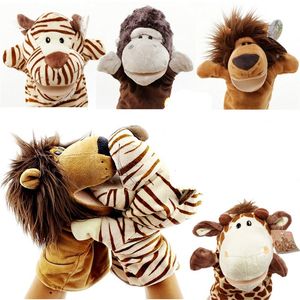 Recién llegado marionetas de mano de animales de peluche lindo Tigre vaca oveja León conejo mono juguete chico niños regalo 1007 X2