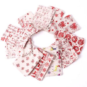 Bolsas de dulces de chocolate con decoraciones navideñas de bolsa de regalo de Navidad con cordón de algodón más nuevas