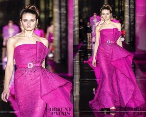 NOUVEAU COUTURE COUTURE ZUHAIR MURAD Robes de soirée de tapis rouge sirène Sirène sans dossier fuchsia robe de bal la dernière robe de fête design 9759665