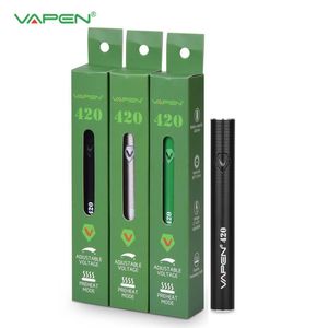 Auténtico VAPEN 420 Precalentamiento VV Batería 420 mAh Voltaje variable Ajustable micro USB Carga 510 ego Cartuchos de aceite grueso Vape Atomizadores de tanque