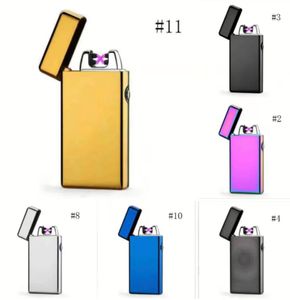 Le plus récent briquet électronique à double arc usb cigarette métal coupe-vent rechargeable briquet pour fumer pipe 6 couleurs avec boîte-cadeau outils