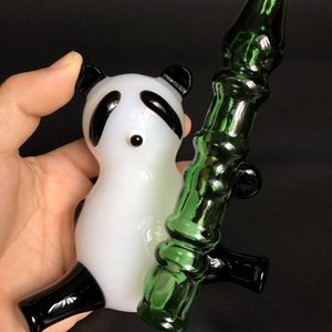 Las pipas para fumar de vidrio más nuevas Pipas de vidrio de estilo Panda creativas altura de la tubería de vidrio 11 cm envío gratis