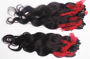 Coiffures les plus récentes extensions de vague de corps 100 cheveux humains traités moins cher 20pcs / lot couleur naturelle trames de cheveux malaisiens rapide s6362212