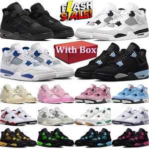 Avec la boîte 4 4s Chaussures de basket-ball militaire Chat noir homme femme bleu rouge rose thunder minuit marine photon poussière