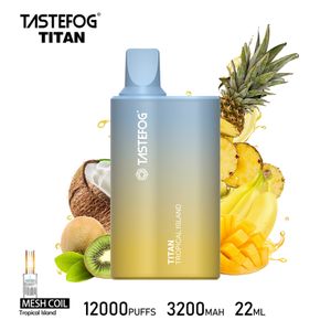 Le plus récent Puff 12k Tastefog Titan Vape Pod jetable Vapes Puff 12000 E-Cigarette 2% 3200mAh Super Batterie Pas Besoin de Vaporisateur de Charge 10 Saveurs Livraison Rapide