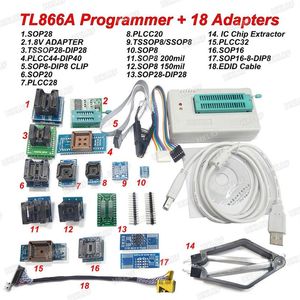 Le plus récent programmeur USB TL866A 18 adaptateurs EPROM FLASH BIOS 18 adaptateur universel EDID code202q