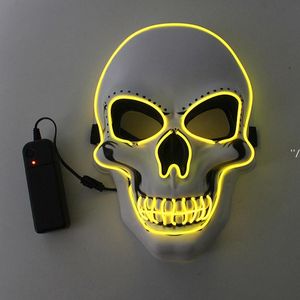 NewHalloween Skeleton Party LED Mask Glow Scary EL-Wire Skull Masks para niños NewYear Night Club Masquerade Cosplay Disfraz RRA8024
