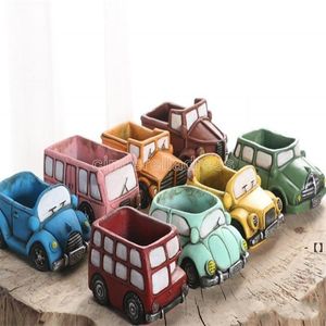 NOVEDADRetro Creative Car Flower Pot Mini Garden Planters Garden Plant Succulent Planter Desk Flower Pot Cactus Plant Pot Decoración del hogar RRA102