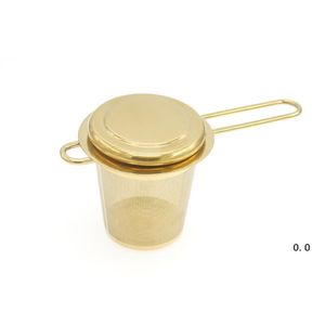 Colador de té dorado de acero inoxidable, cesta de infusor de té plegable plegable para tetera, taza de té, venta al por mayor EWD2708