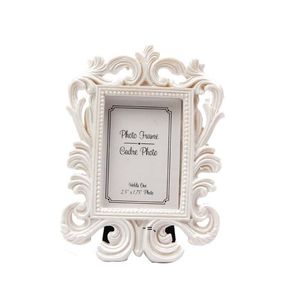 NUEVOResina de estilo victoriano WhiteBlack Baroque Picture / Photo Frame Place Card Holder Nupcial Wedding Shower Favors Gift RRE11528