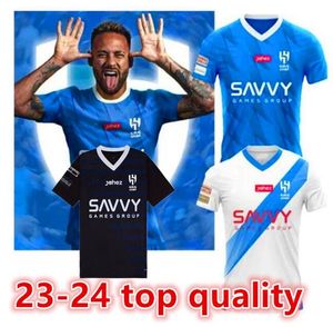 NEYMAR JR 2023 24 Al Hilal Saudi Soccer Jerseys 2023 24 Home Away Player Fans Versión MALCOM NEVES SERGEJ VIETTO KOULIBALY LGHALO KANNO Hombres Top Kids Kit Camisetas de fútbol