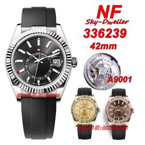 NF Luxury Watches N Super 42mm 336239 A9001 Automatic Mens Watch Sapphire Black Dial Rubber Strap Gents Wrist