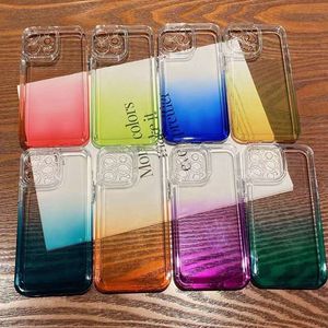 Étuis TPU souples dégradés pour iPhone 15 14 Pro Max 14 Plus 13 12 11 X XS XR 8 7 Plus Silicone Fashion Dual Color Clear Transparent Phone Cover Back Skin