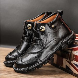 Bonitos zapatos, botas de cuero de lujo para hombres, botas de otoño para hombres, zapatos de invierno, botas cómodas de cuero dividido de alta calidad para hombres, botas cálidas 38-48