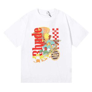 Niche Beauty Trend Rhude Vision persigue el placer Joyride Camiseta holgada de manga corta de algodón de alta calidad para hombres y mujeres