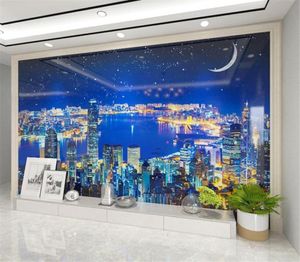 Night City Building Wallpaper Mural Dining Room salon Sofa Contexte Papinie d'écran 6677907