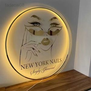 Nuit personnalisé acrylique LED rond affaires lumières signe Plaque néon cercle nom 3D entreprise boutique mur Art HKD230704