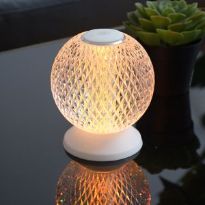 Veilleuse LED boule lampe de table atmosphère acrylique USB charge lune chambre chevet cadeau 3 couleurs de lumière gradation en continu