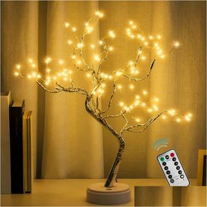 veilleuses 108 LED étincelle fée esprit arbre lampe télécommande bricolage artificiel 8 modes usb/batterie table bonsaï lumière goutte del otjfv