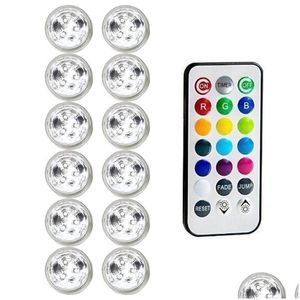 Lumières de nuit 12pcs LED lumière submersible sous-marine Disco baignoire bougie avec télécommande RVB pour étang piscine vase base aquarium jardin goutte d otg2s