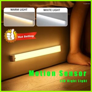 Veilleuses 1pcs capteur de mouvement magnétique lumière sans fil LED rechargeable armoire armoire lampe cuisine chambre placard éclairage