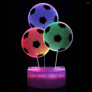 Luces nocturnas 3 colores fútbol modelado 3d USB Led lámpara de mesa interruptor táctil luz colorida para niños regalo de Navidad juguete decoración de escritorio