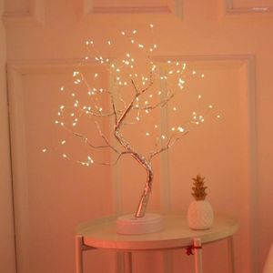 Luces nocturnas 36/108 luz LED Mini árbol de Navidad lámpara de guirnalda de alambre de cobre para el hogar decoración del dormitorio de los niños luminaria de hadas