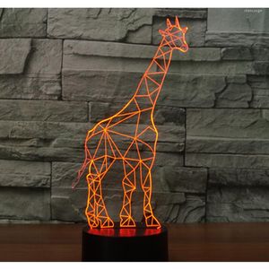 Luces nocturnas 3D LED luz rompecabezas jirafa ciervo con 7 colores para decoración del hogar lámpara increíble visualización ilusión óptica