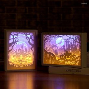 Luces nocturnas 3D papel arte escultura luz caja romántica atmósfera lámpara colorida para dormitorio pareja citas decoración del hogar