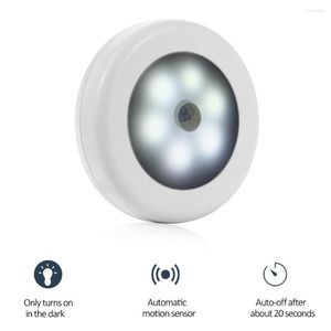 Luces nocturnas 6 LED Venta al por mayor Gota MOONBIFFY Luz PIR Sensor de movimiento corporal Lámpara de inducción de pared activada