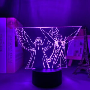 Veilleuses Acrylique 3d Led Lumière Anime Épée Art En Ligne Figure Pour Chambre Décor Veilleuse Anniversaire Cadeau Table Chambre Lampe Manga SAO