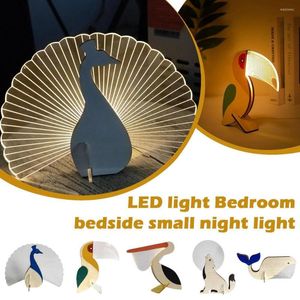 Veilleuses animaux lumière LED bois acrylique Table décorer pour enfants bébé enfants lampe de chevet pélican baleine Toucan décor à la maison