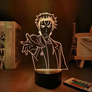 Figura de anime de luces nocturnas Steins Gate Rintarou Okabe Lámpara 3D neón para casa LED para niños Decoración de dormitorio de dormitorio1741