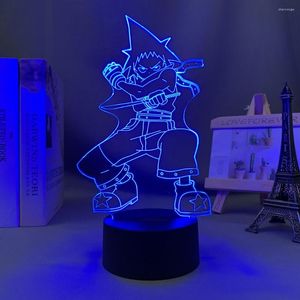 Luces nocturnas anime LED Light Black Star Soul Alma para decoración del dormitorio Decoración de la sala de regalos Brithday Manga 3D Lámpara