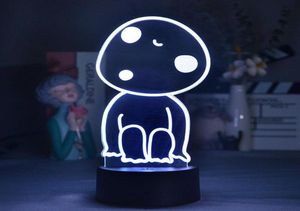 Luces nocturnas Anime Princesa Mononoke Hime Figura Kodama Lámparas 3D LED Neón Regalos encantadores RGB Dormitorio Mesita de noche Decoración de escritorio 8380878