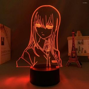 Luces nocturnas Anime Steins Gate luz Led Kurisu Makise figura lámpara de mesa para niños decoración de dormitorio regalo de cumpleaños Manga
