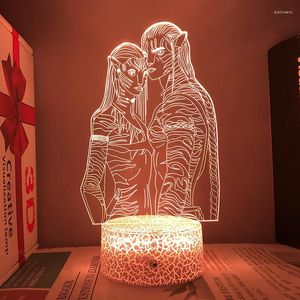 Veilleuses Avatar Figure Film acrylique supports lampe à LED qui change de couleur chambre chevet décoration cadeau de vacances pour enfants