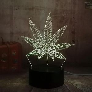 Veilleuses belle feuille 3D lampe à LED maison décoration sommeil lumière bureau Table vacances jouet Flash fête décor lave